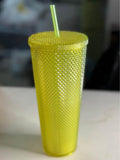 Yellow Studded Tumbler with Straw