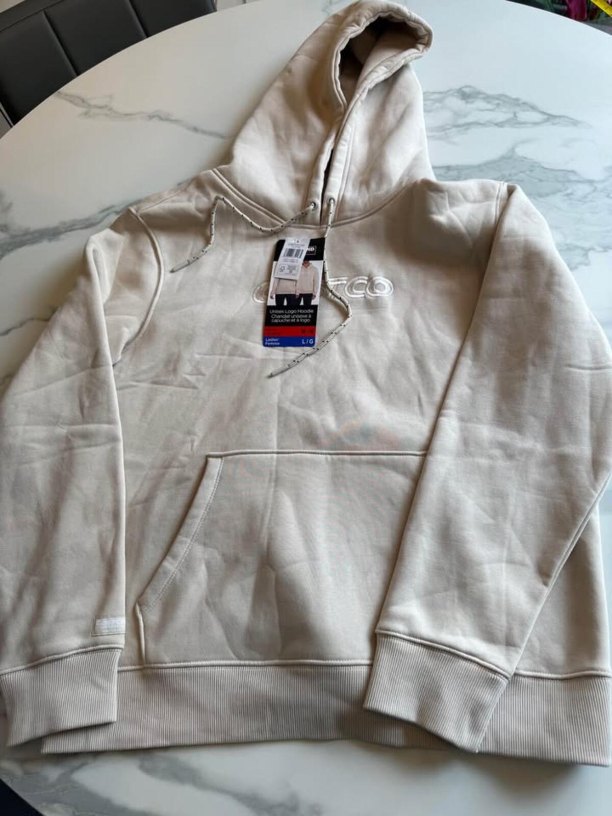 Kirkland Signature Unisex Logo Hoodie Beige Men's M Ladies' L