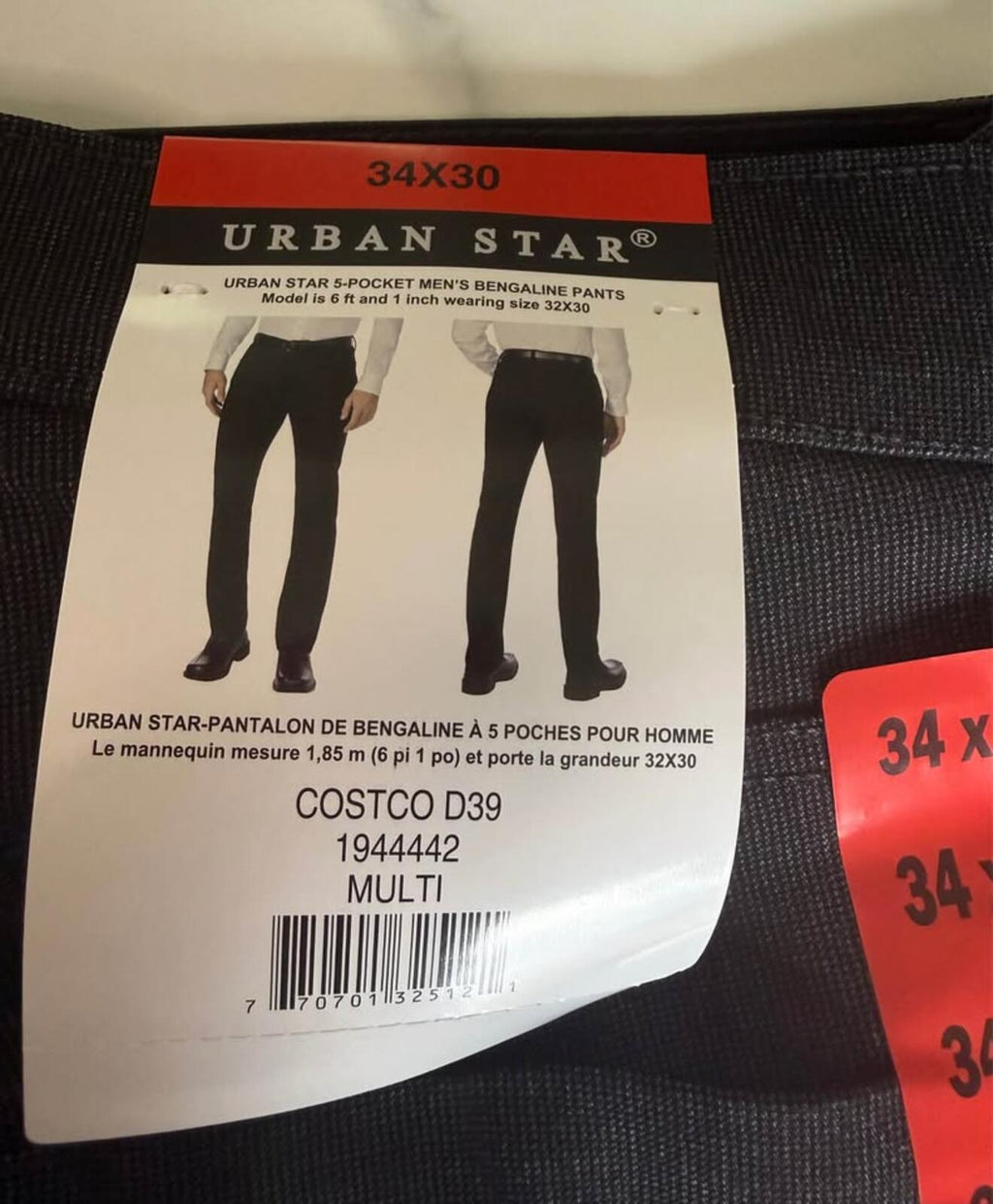 Urban Star Men's Bengaline Pants 34x30 New With Tags