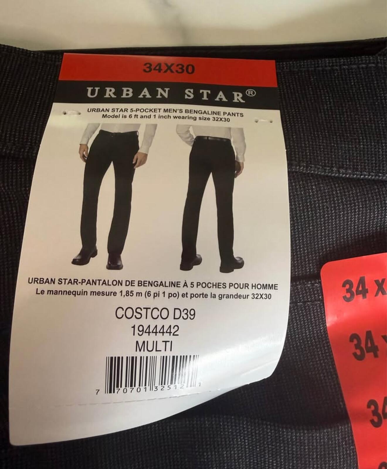 Urban Star Men's Bengaline Pants 34x30 New With Tags