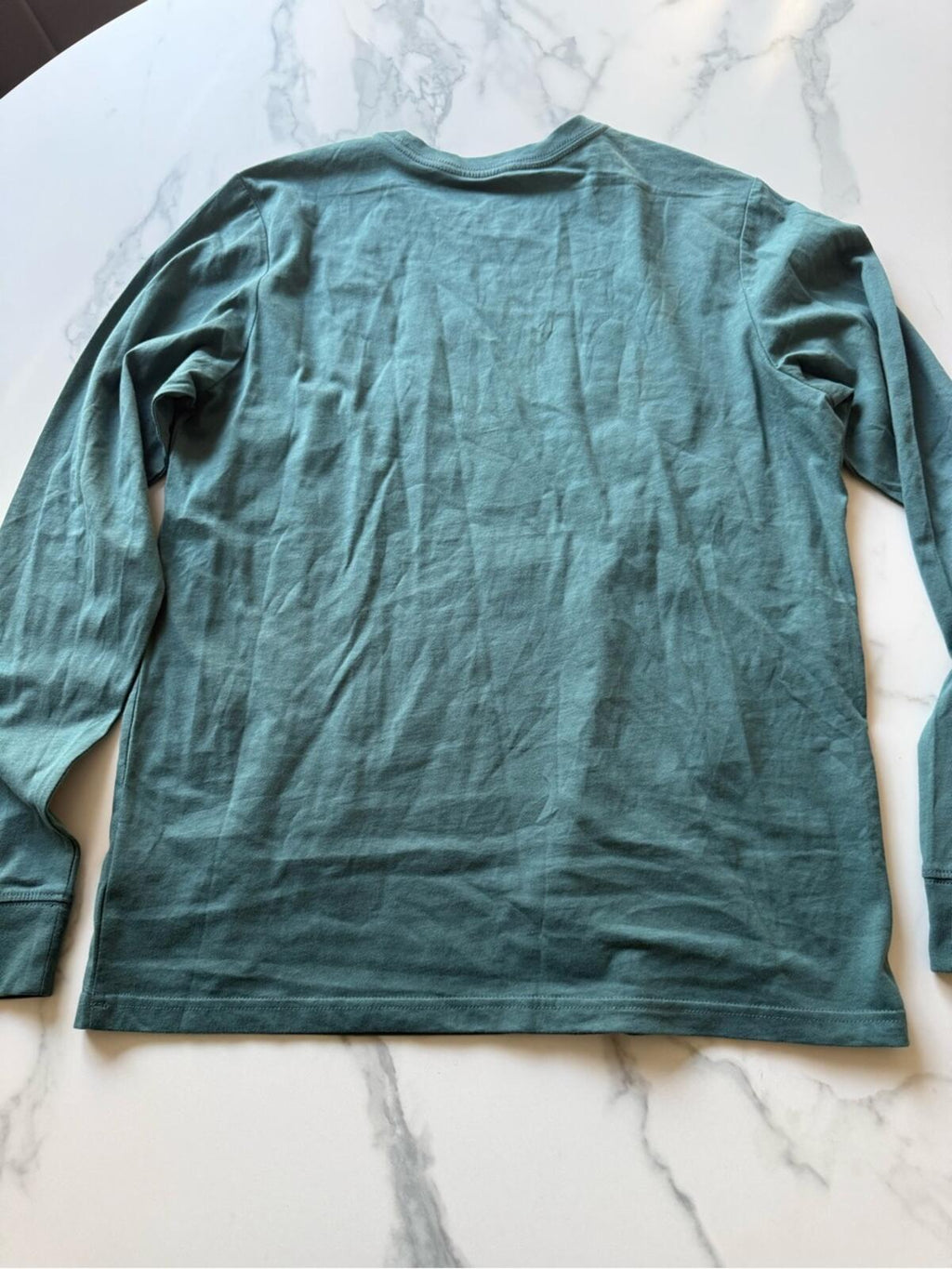 adidas Men's Teal Green Long-Sleeve Logo Tee