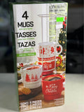 Signature Christmas Mugs Set with Wire Tower 4 Mugs 400mL
