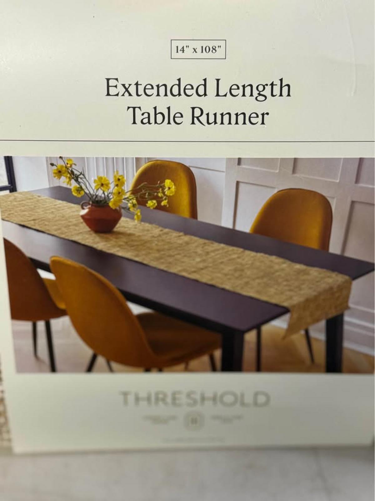 Threshold Extended Length Table Runner 14x108 Natural Woven