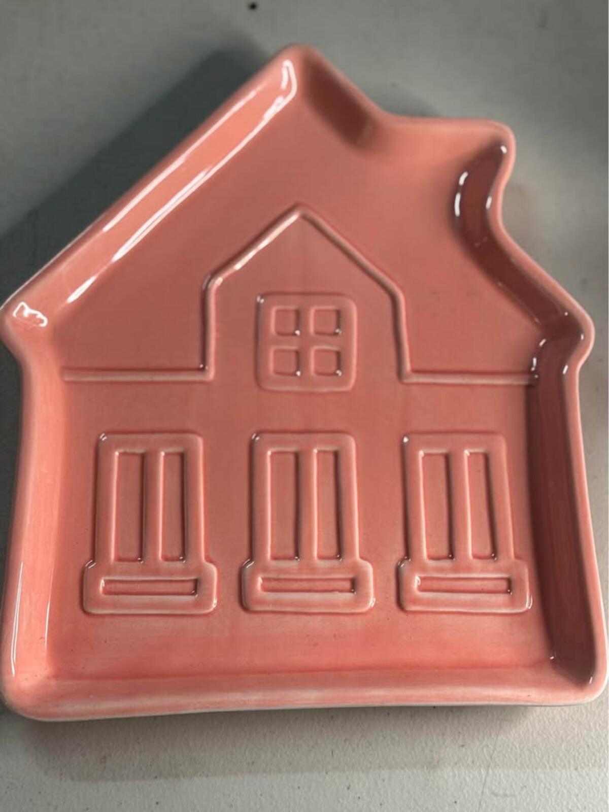 Holiday Time Pink House Platter