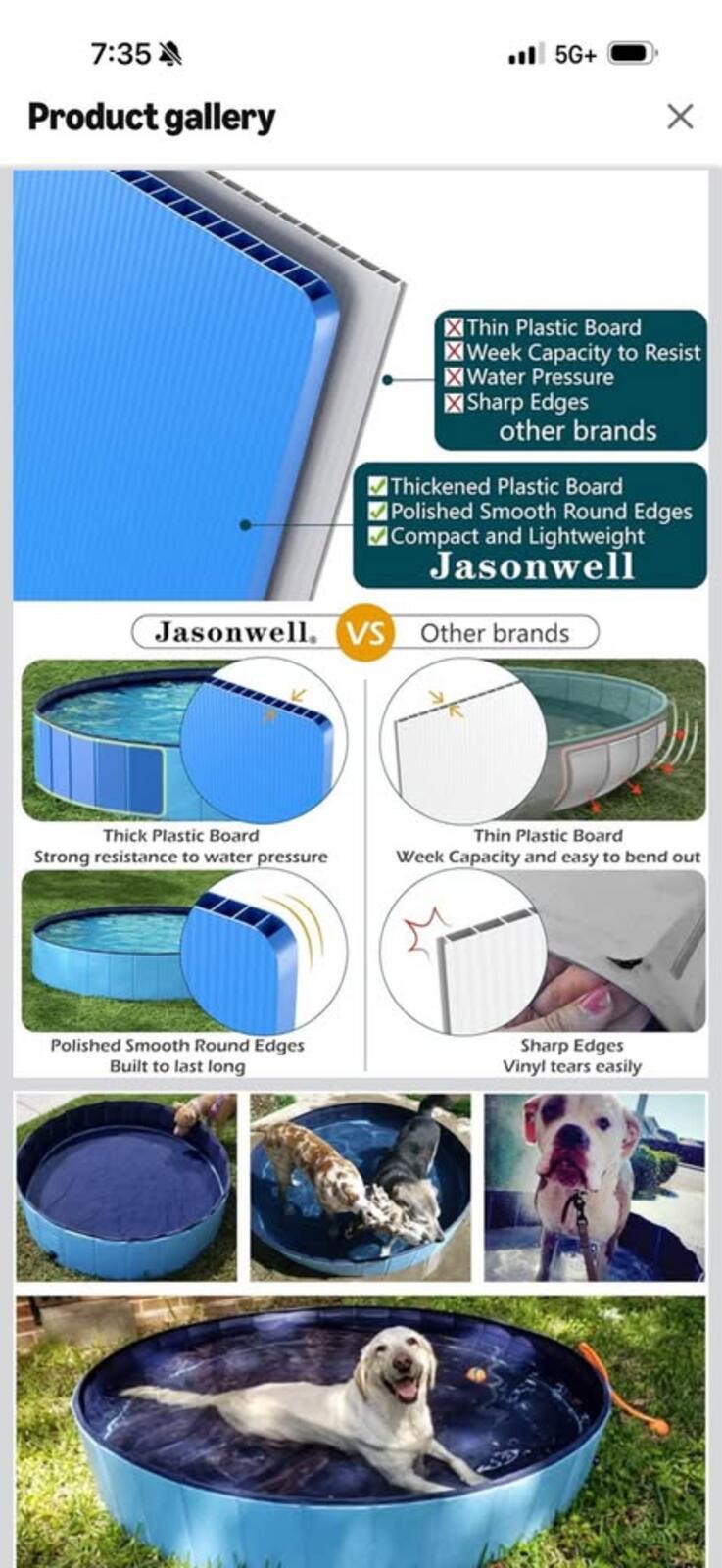Jasonwell Foldable Dog Pool XXXL