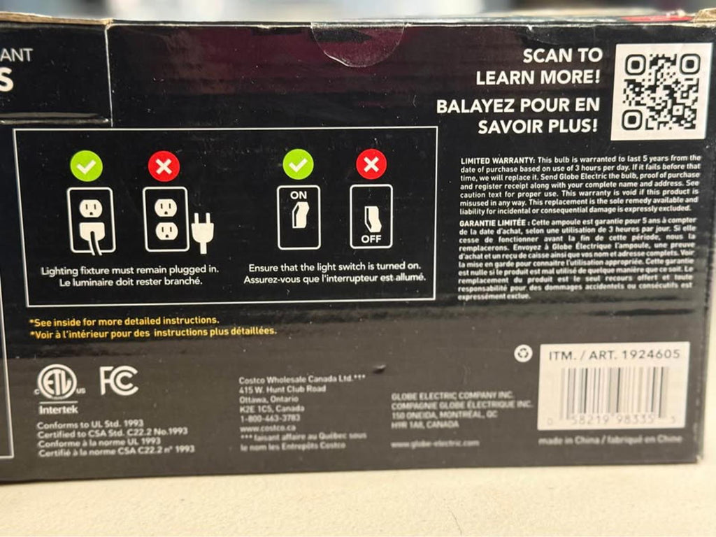 Globe Battery Backup Power Outage LED Bulbs - 6 Pack + 2 Sockets