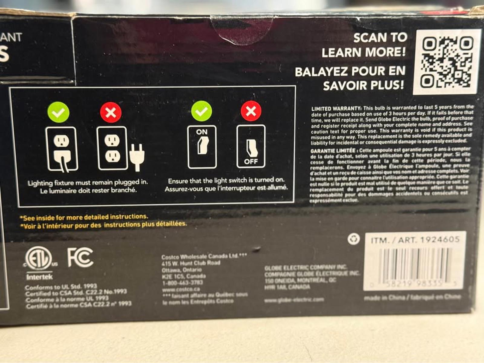 Globe Battery Backup Power Outage LED Bulbs - 6 Pack + 2 Sockets
