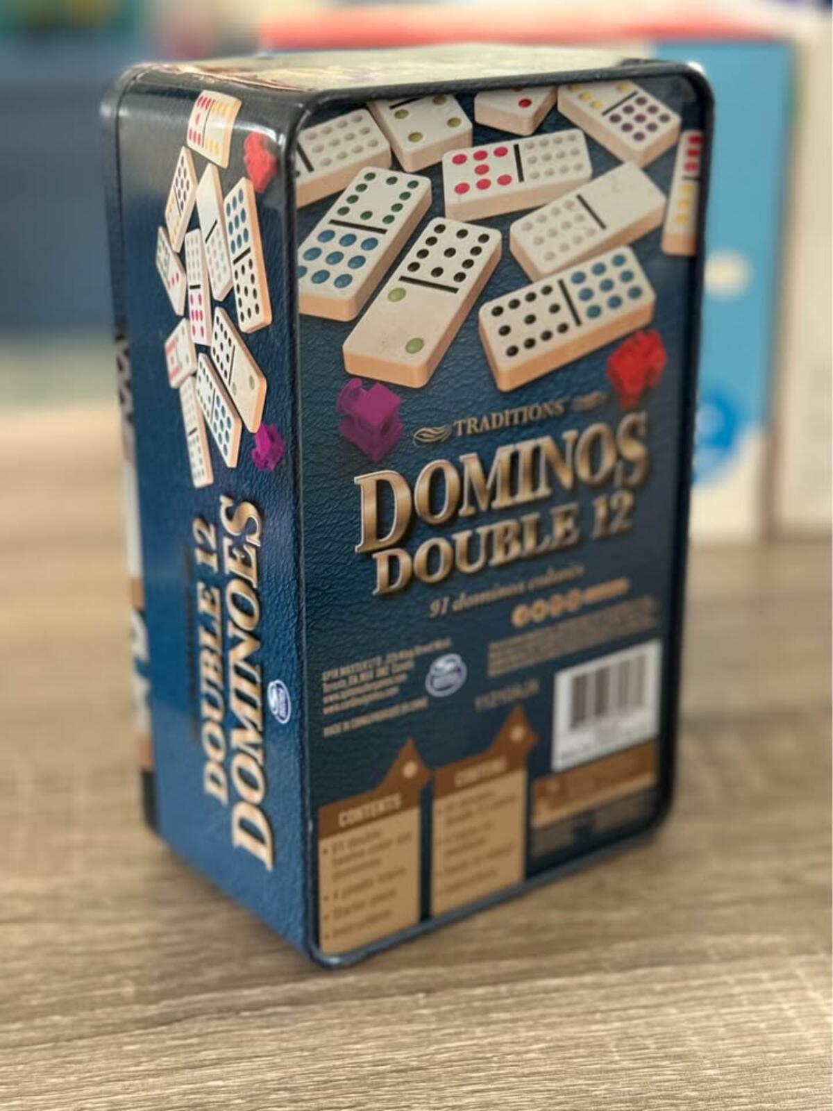 Traditions Double 12 Dominoes 91 Color Dot Set