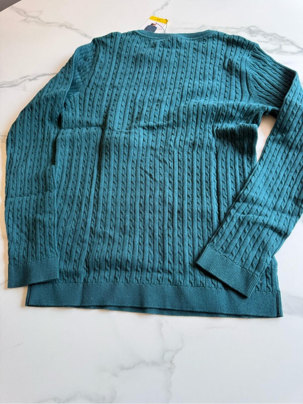 Tommy Hilfiger Teal Cable Knit Crewneck Sweater