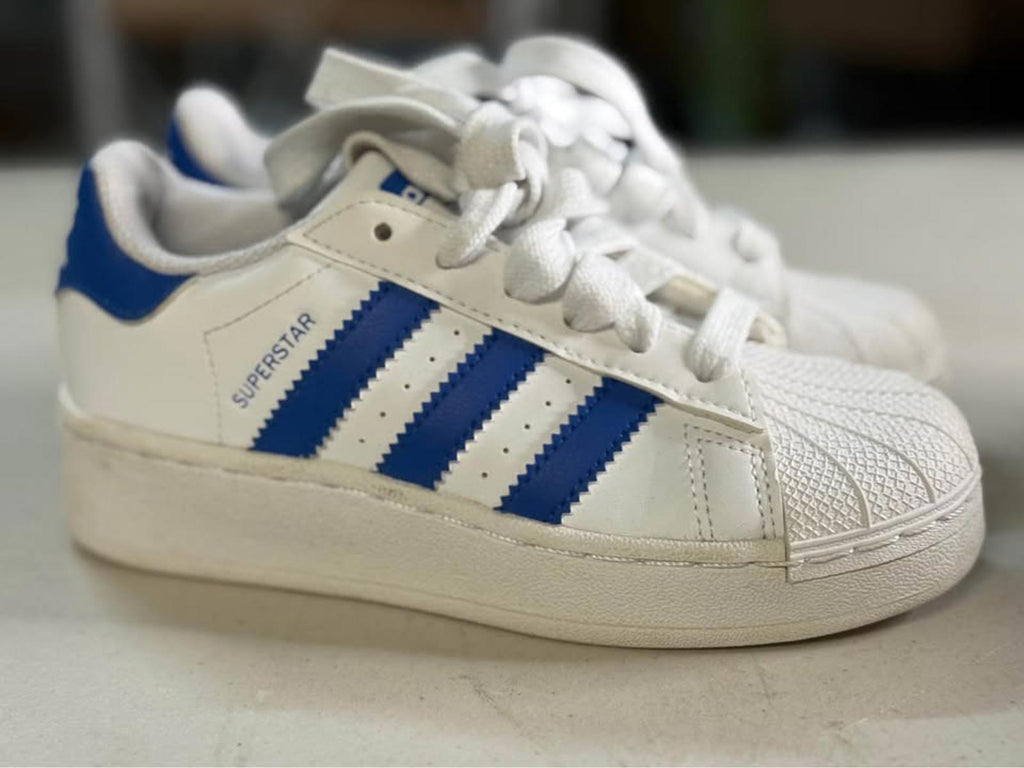 Adidas Superstar White Blue Sneakers kids size 13