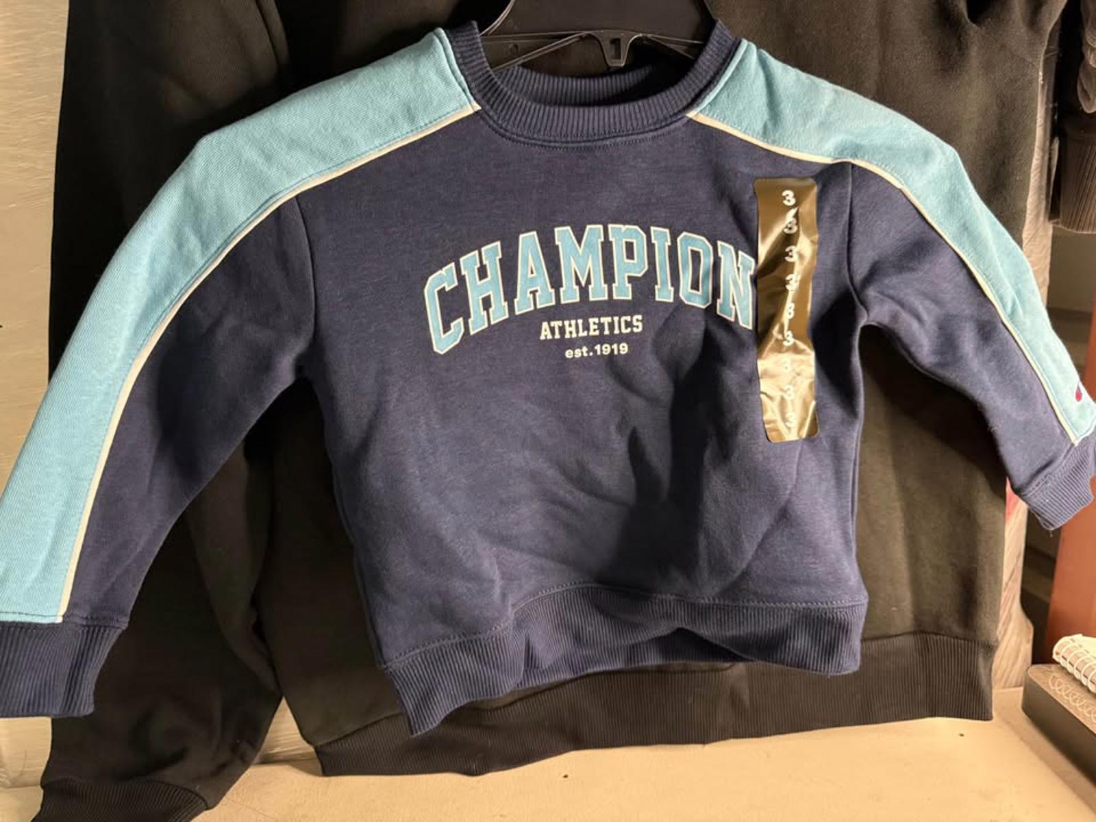 Champion Kids Sweatshirt Sweatpants Tee Set Navy Blue Light Blue Size 3