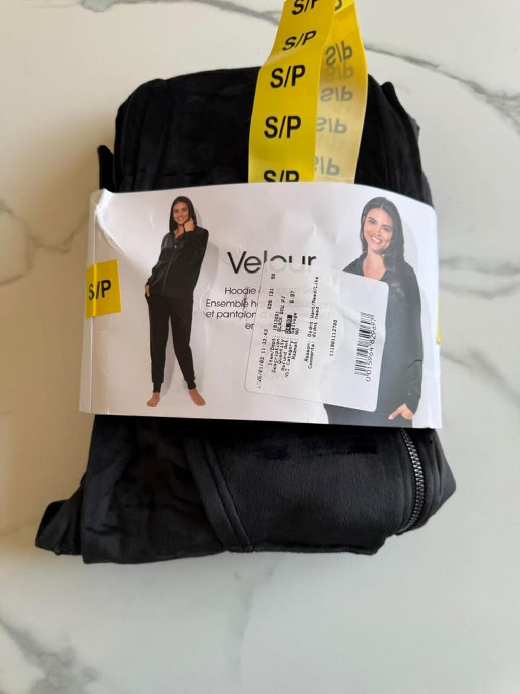 Black Bow Velour Hoodie Jogger Set S/P