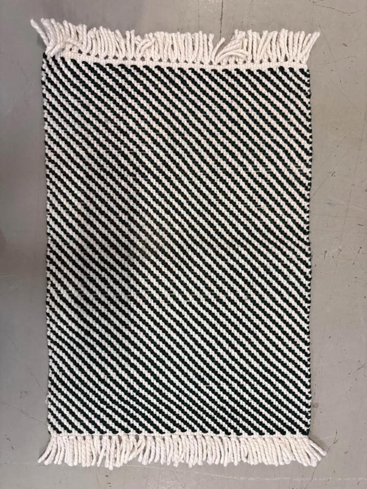 Threshold Forest Green and White Striped Kitchen Rug 20x34