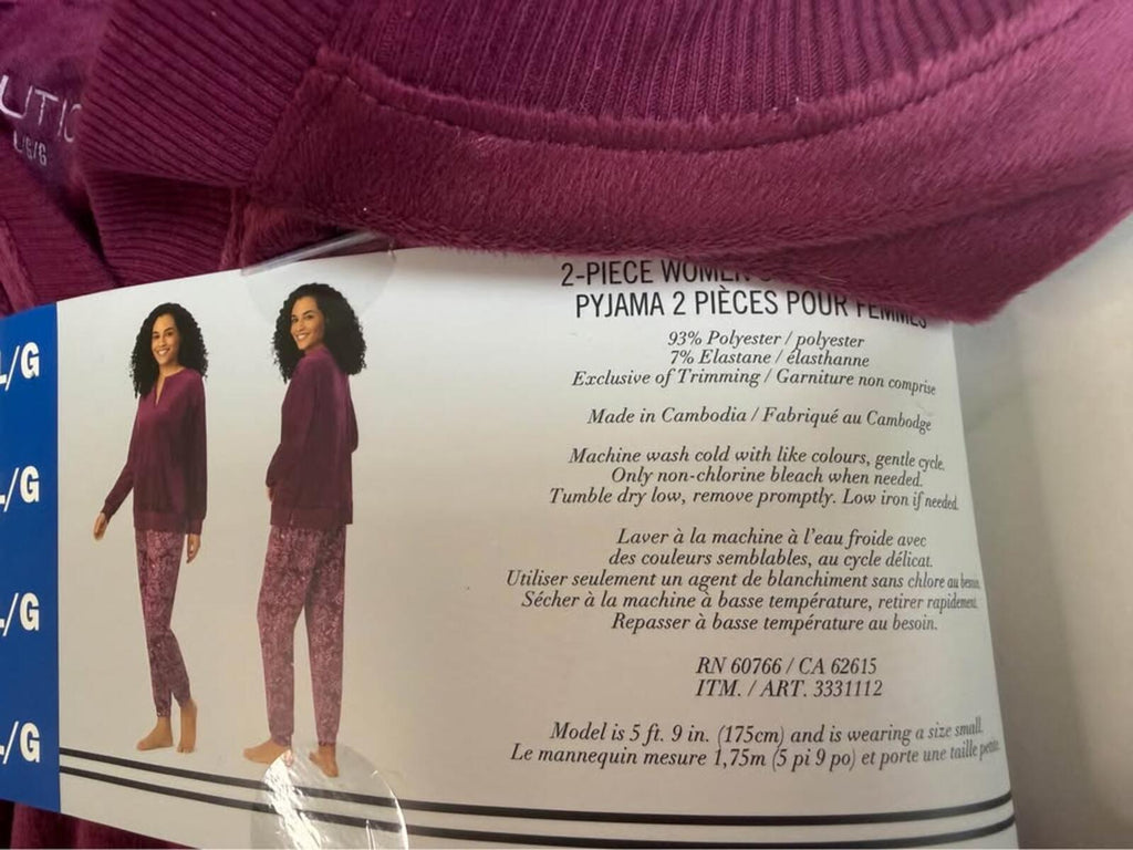 Nautica Women's Purple Fleece Pajama Set L/G