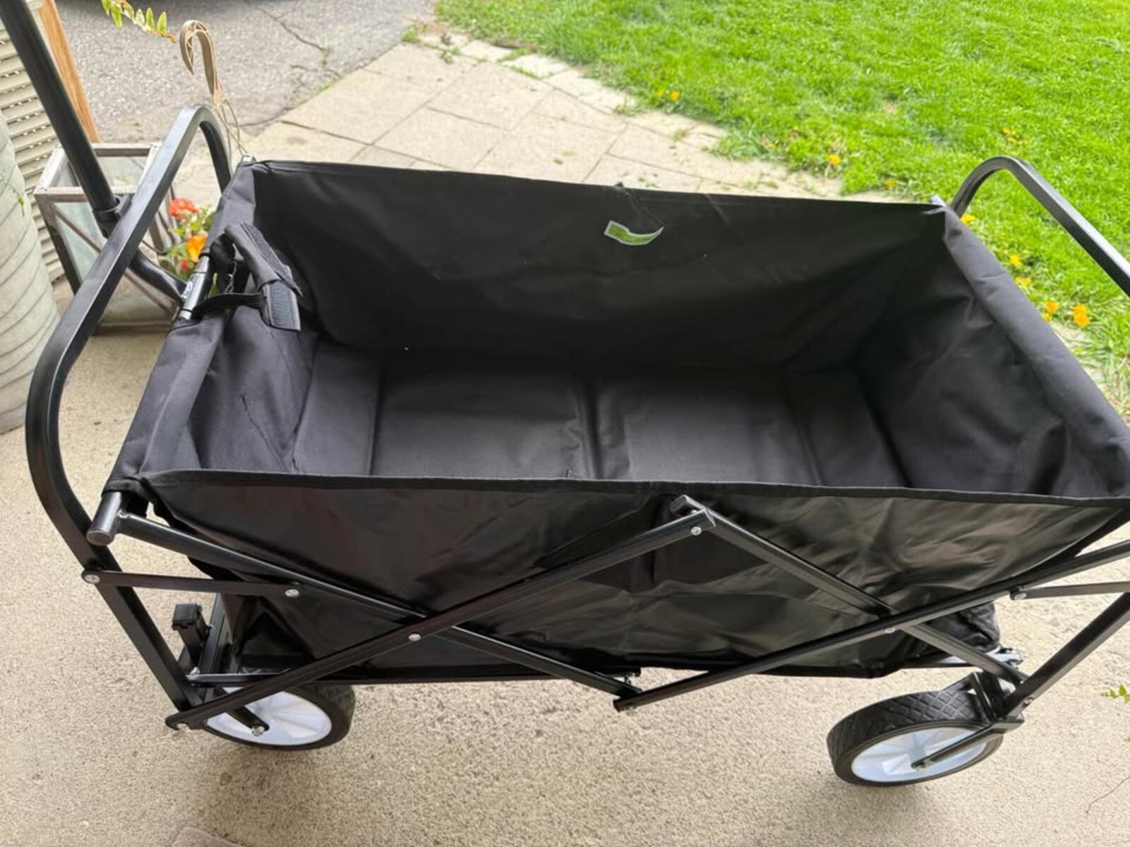 Black folding utility wagon