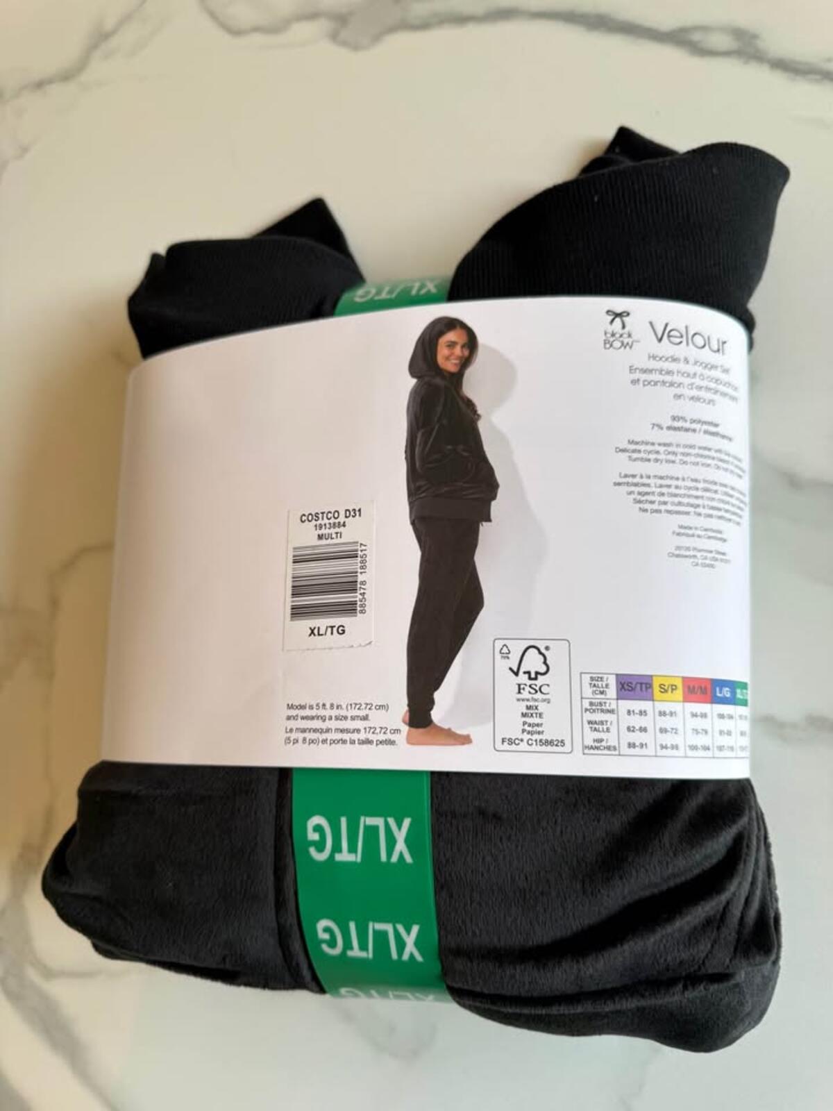 black BOW Velour Hoodie & Jogger Set XL/TG