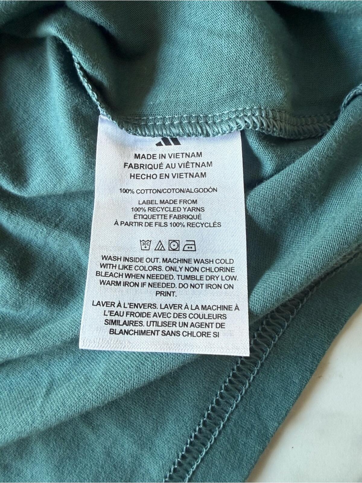 adidas Men's Teal Green Long-Sleeve Logo Tee