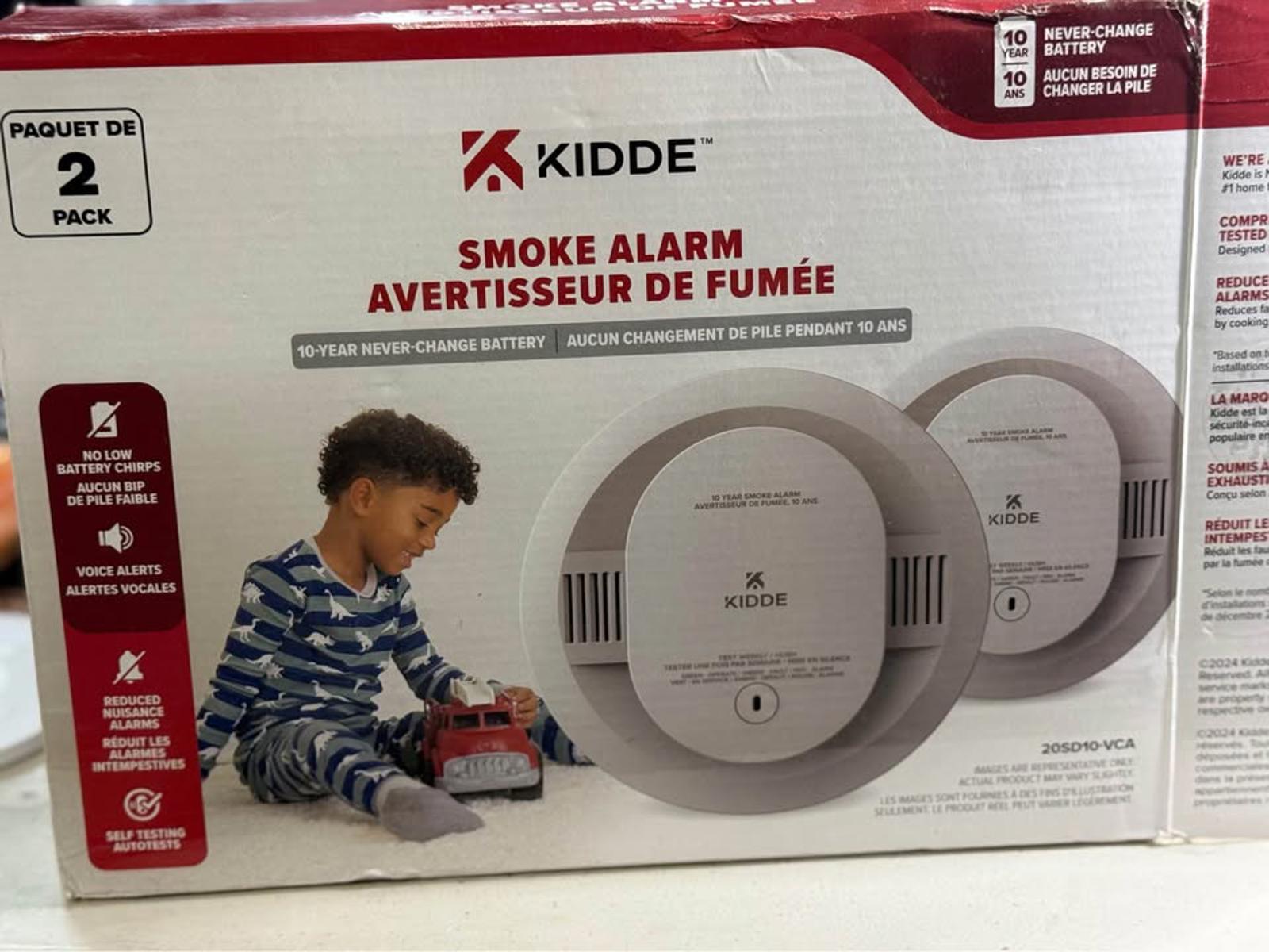 Kidde Smoke Alarms 2-Pack with 10-Year Battery Voice Alerts