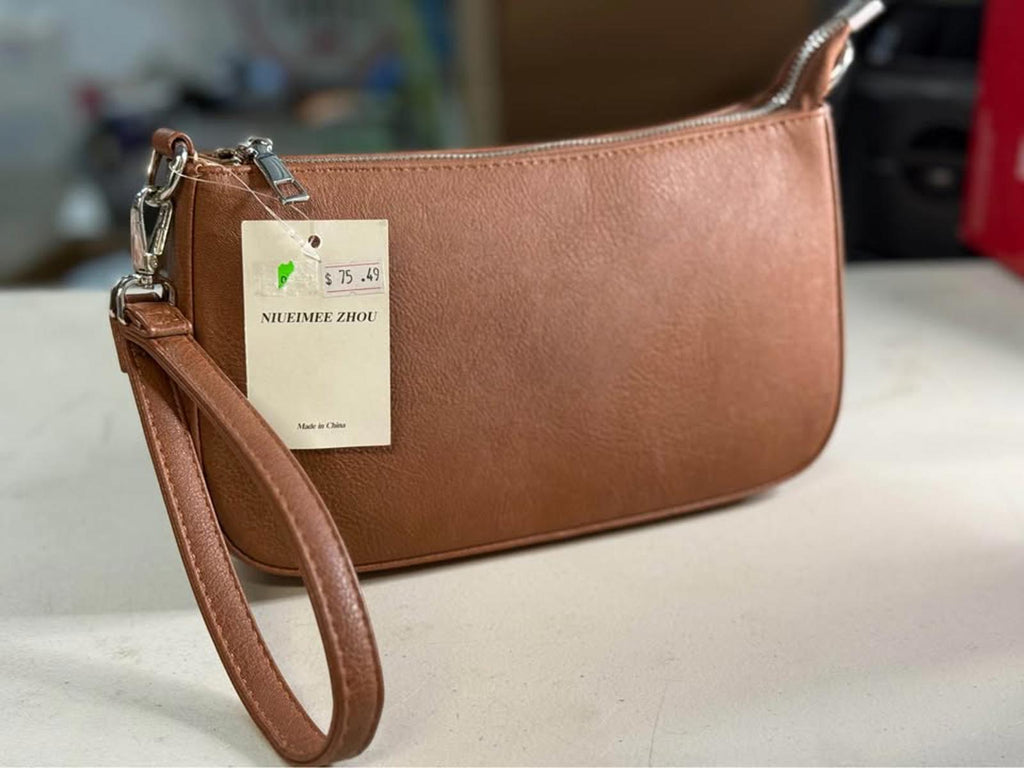 NIUEIMEE ZHOU Brown Faux Leather Shoulder Bag Clutch