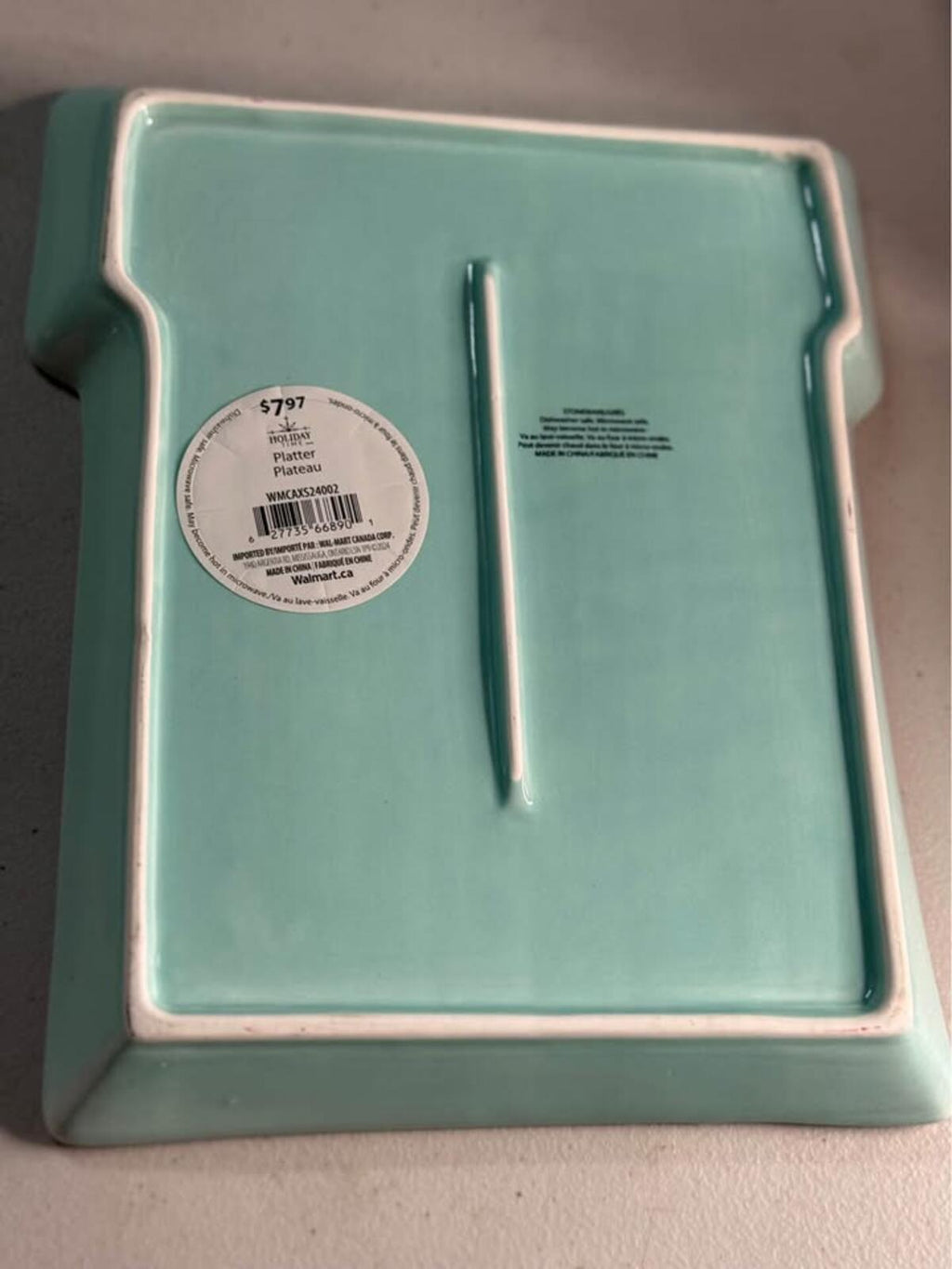 Holiday Time Aqua House Platter Stoneware