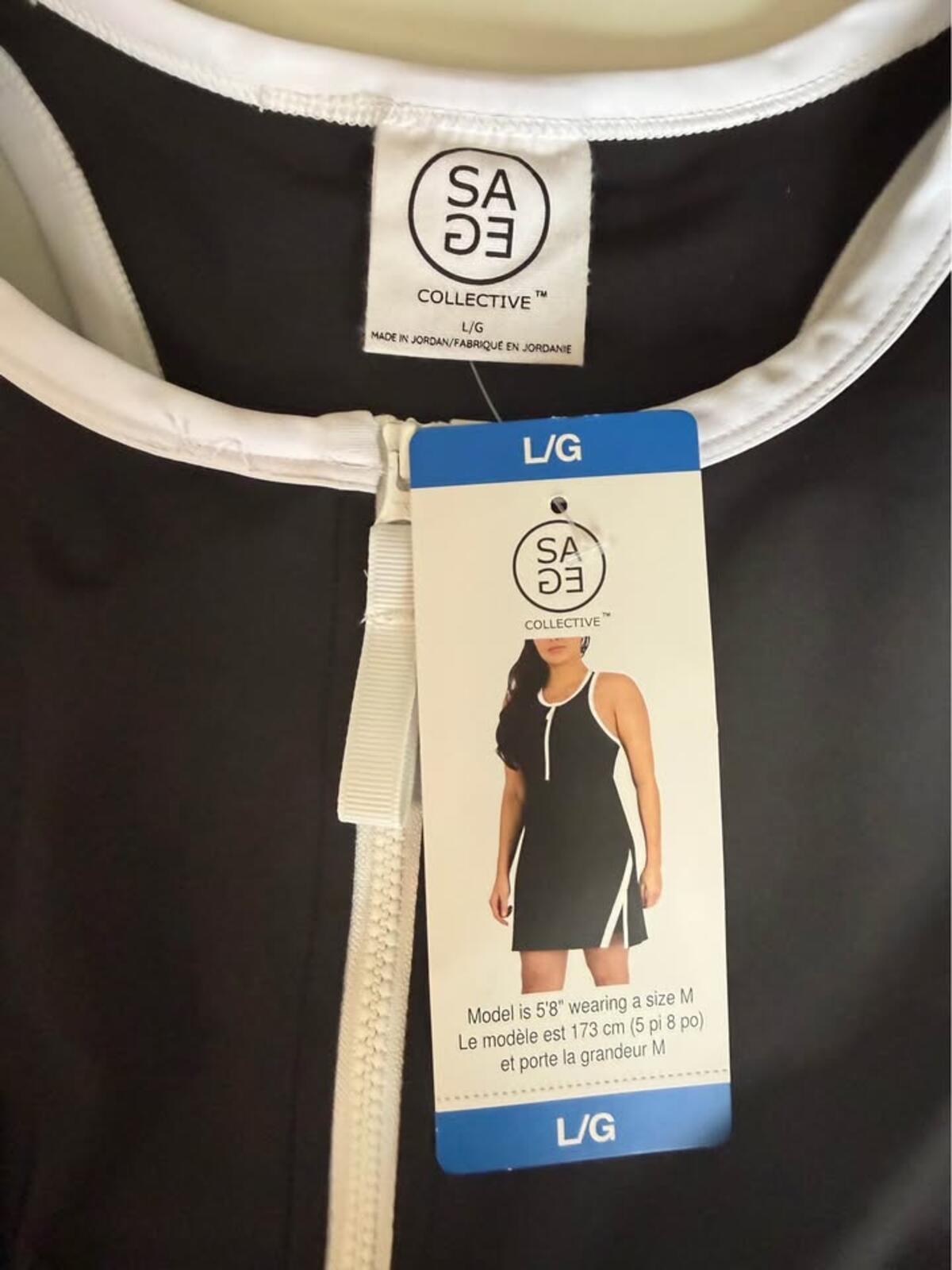 SA DE COLLECTIVE Black Zipper Front Racerback Dress L/G