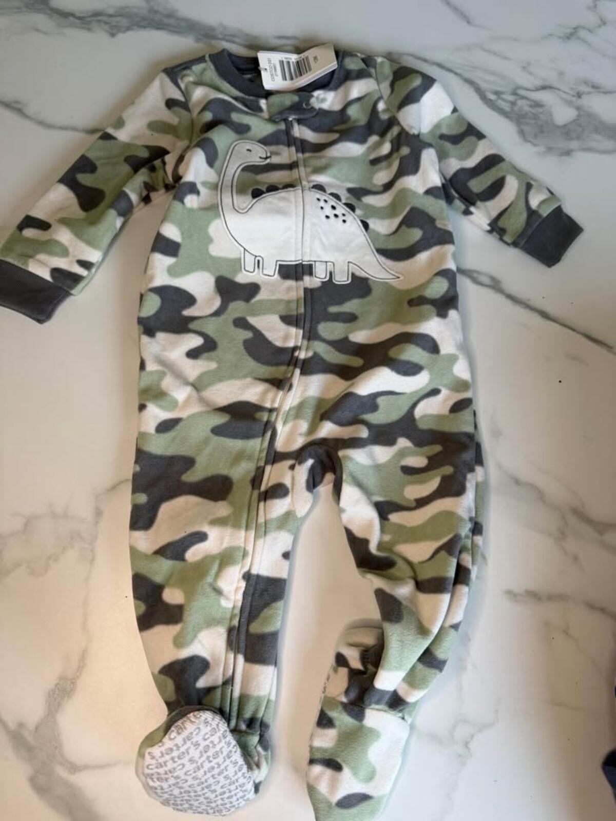 Carter's 12M Baby Footie Sleeper Camo Dinosaur