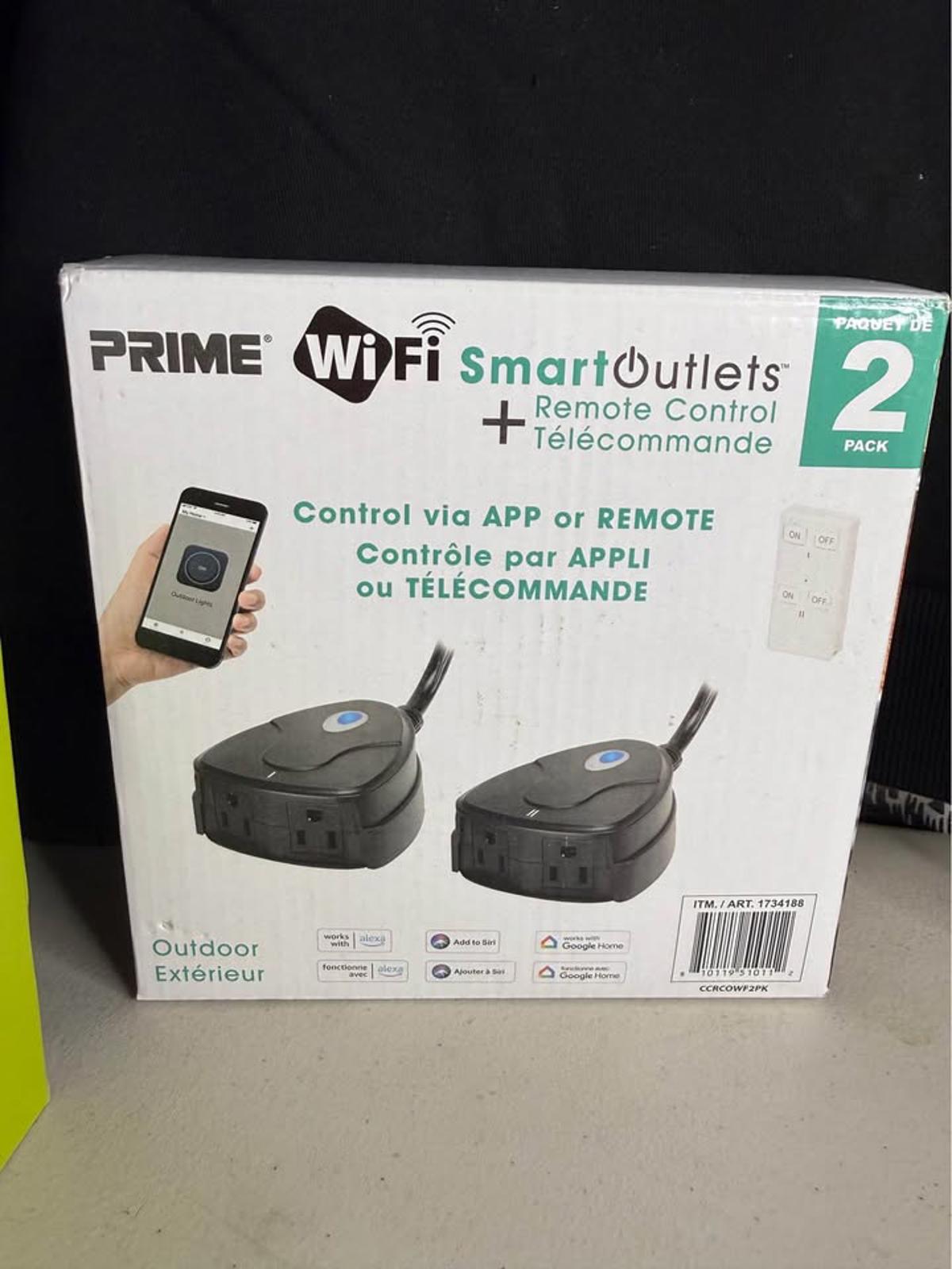 PRIME WiFi Smart Outdoor Outlets with Remote Control - 2 Pack