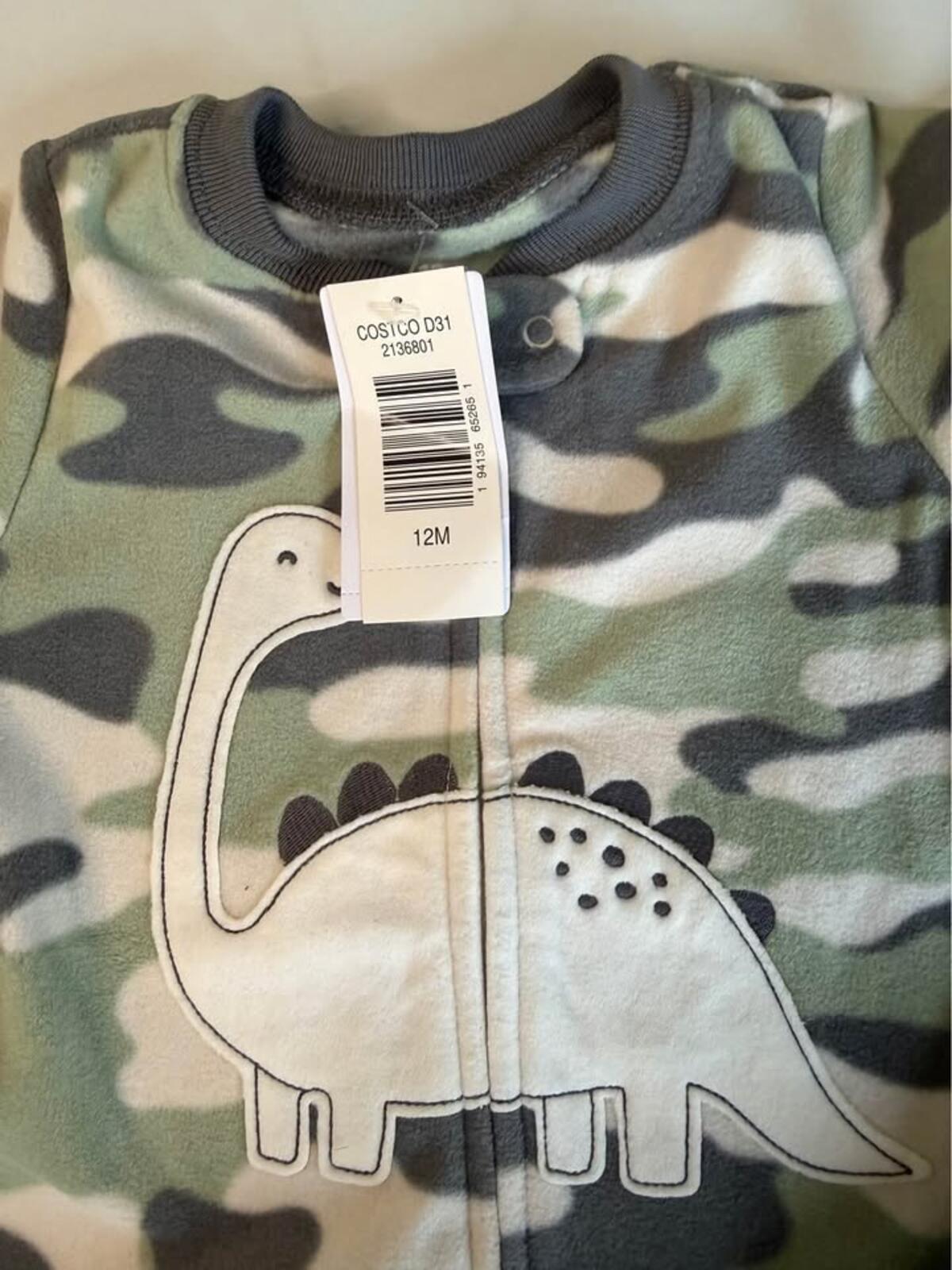 Carter's 12M Baby Footie Sleeper Camo Dinosaur