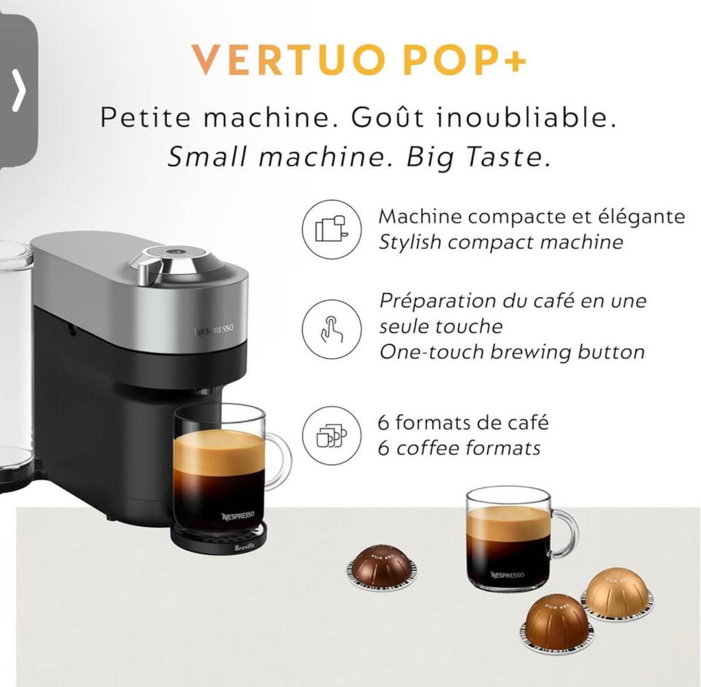 Nespresso Vertuo Pop+ Coffee Maker & Milk Frother Titan