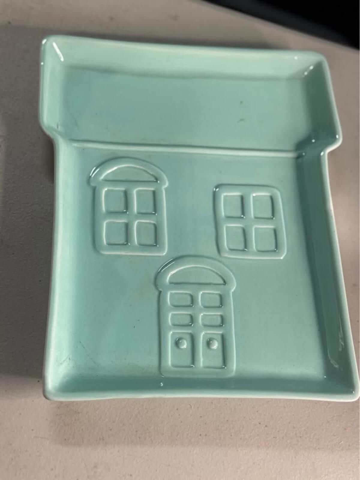 Holiday Time Aqua House Platter Stoneware