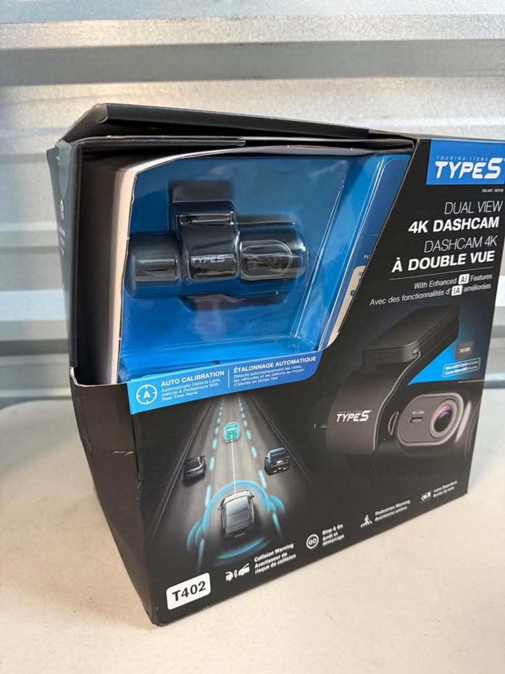 TYPES T402 Dual View 4K Dashcam with 32GB MicroSD AI Features
