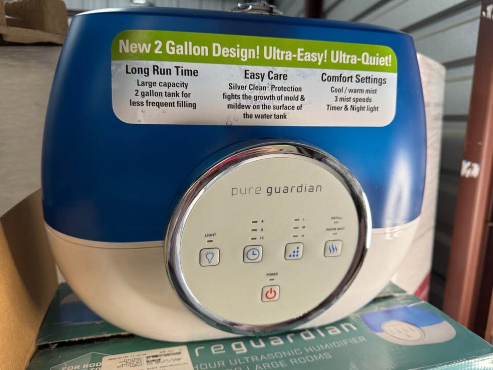 Pure Guardian 2 Gallon Ultrasonic Humidifier Cool Warm Mist