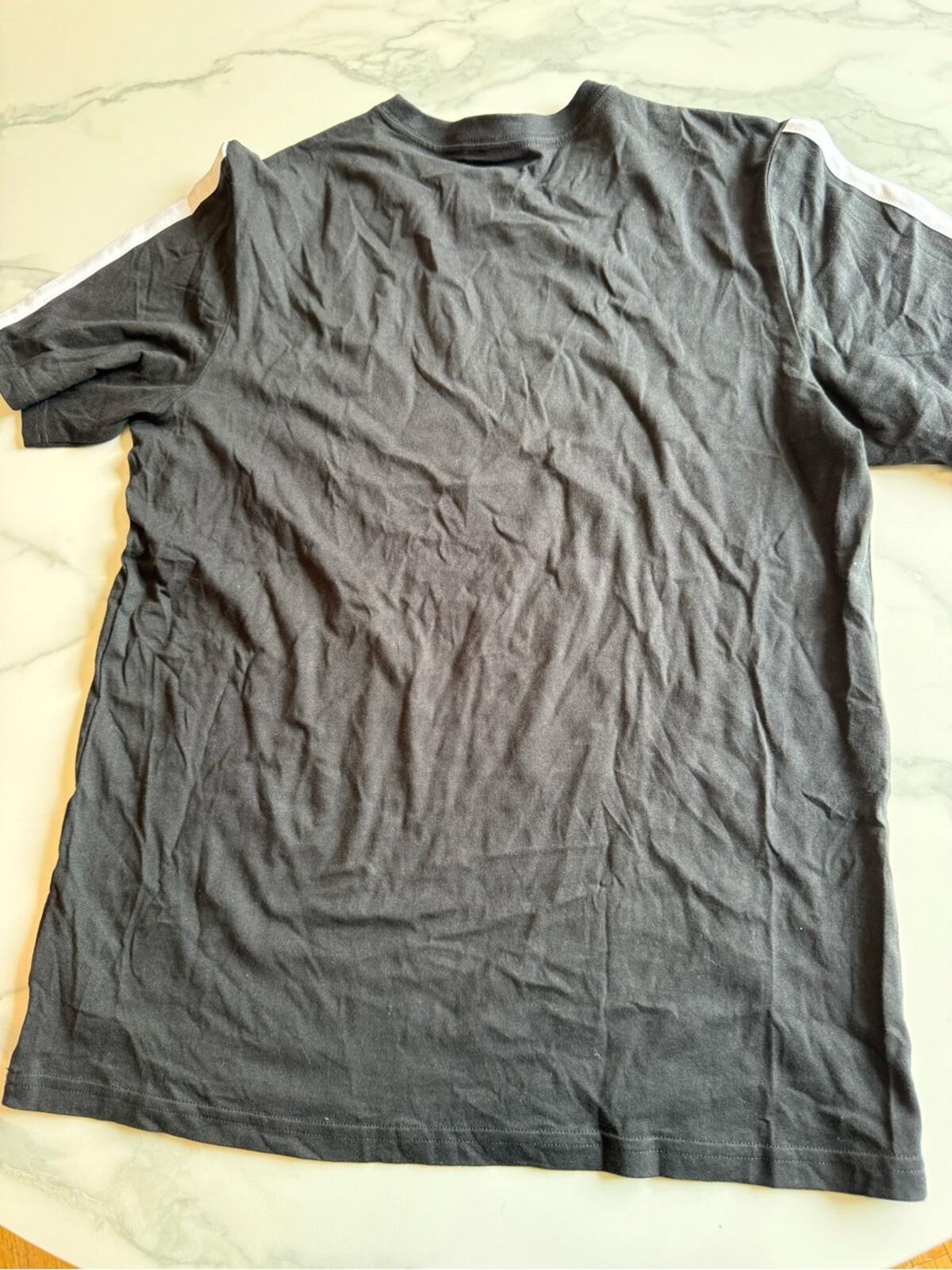 adidas Black Short-Sleeve Tee with White Shoulder Stripes
