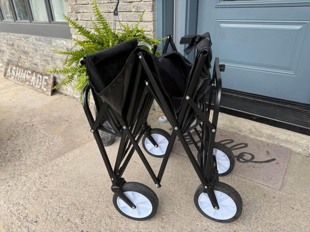 Black folding utility wagon