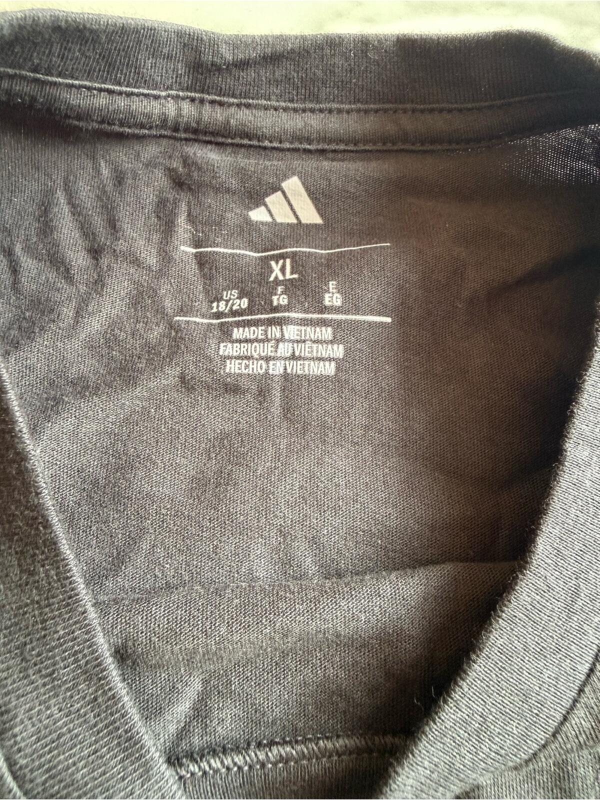 adidas Black Short-Sleeve Tee with White Shoulder Stripes