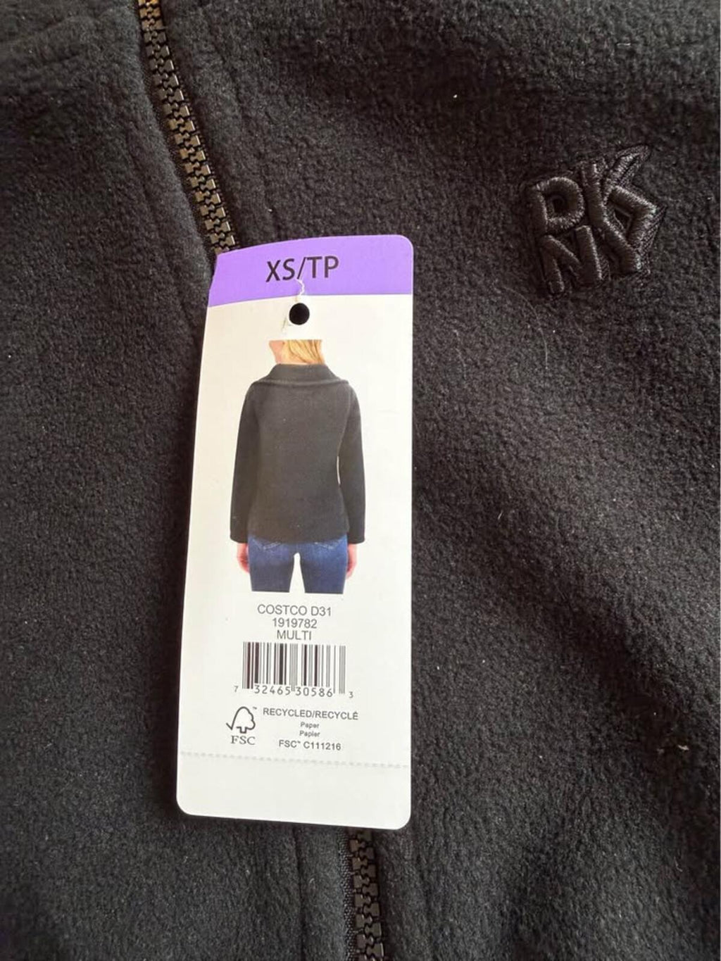 DKNY Sport Black Fleece Jacket XS/TP