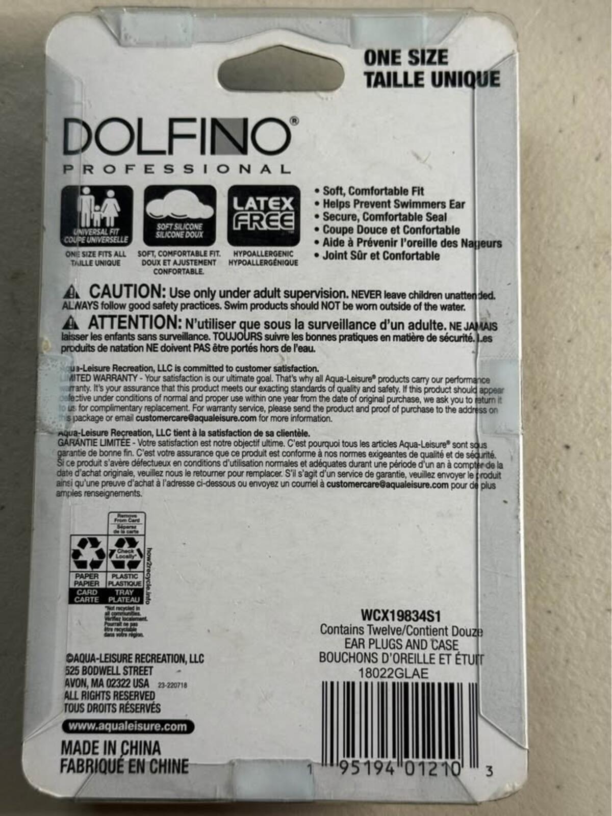 New Dolfino Professional Silicone Ear Plugs 12 Pieces