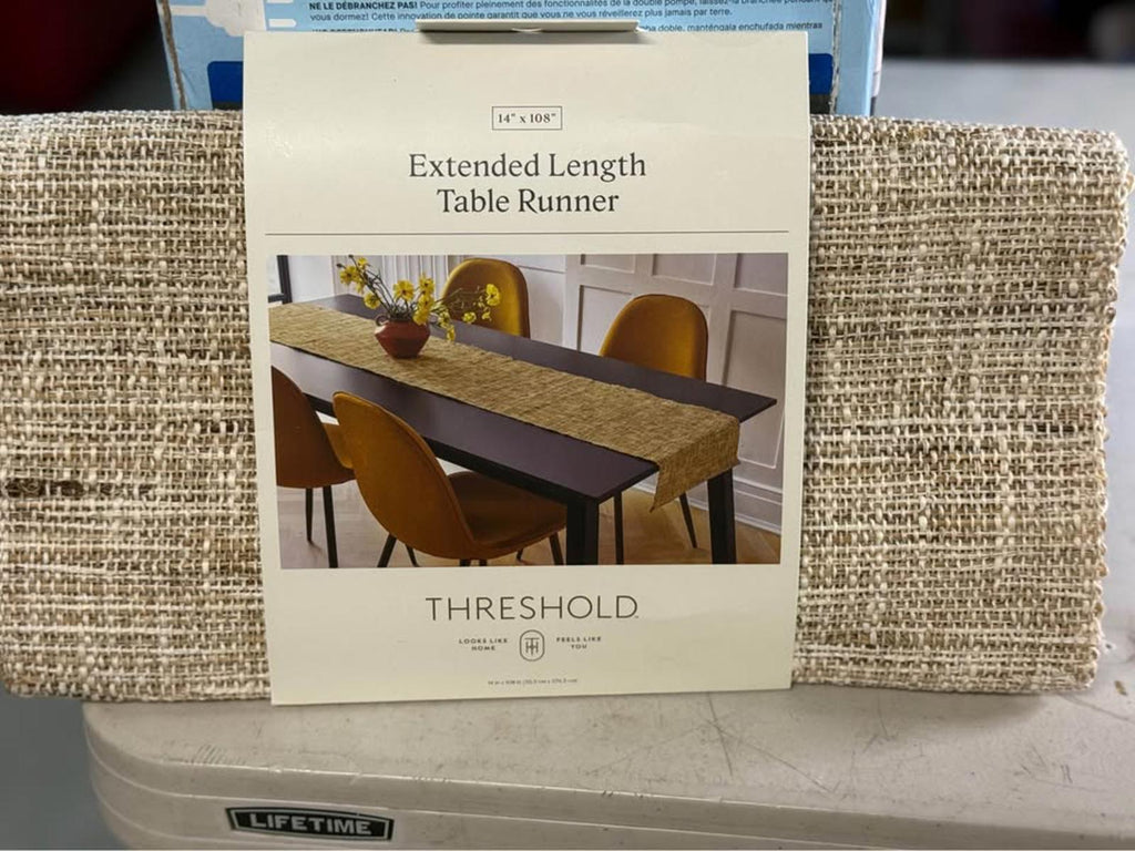 Threshold Extended Length Table Runner 14x108 Natural Woven