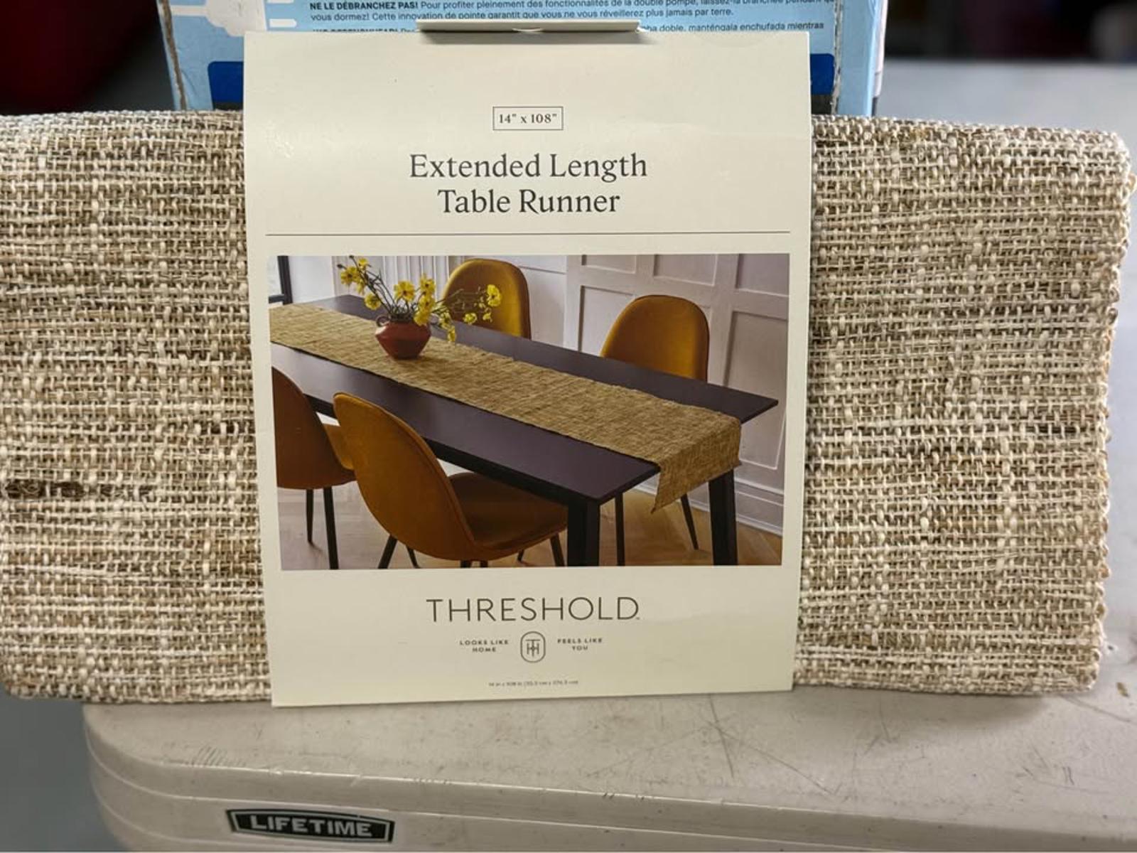 Threshold Extended Length Table Runner 14x108 Natural Woven