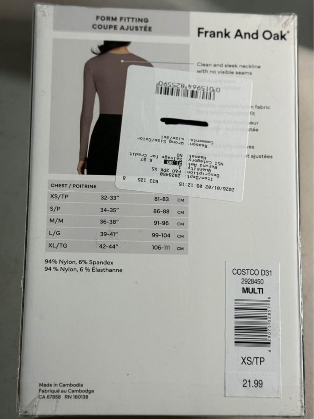 Frank And Oak Women's Smoothing Contour Long Sleeve Tee 2-Pack XS