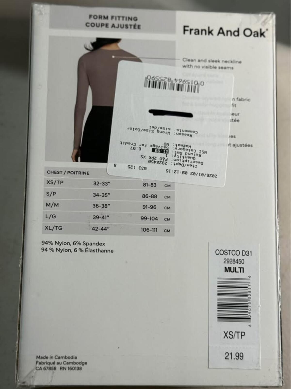 Frank And Oak Women's Smoothing Contour Long Sleeve Tee 2-Pack XS