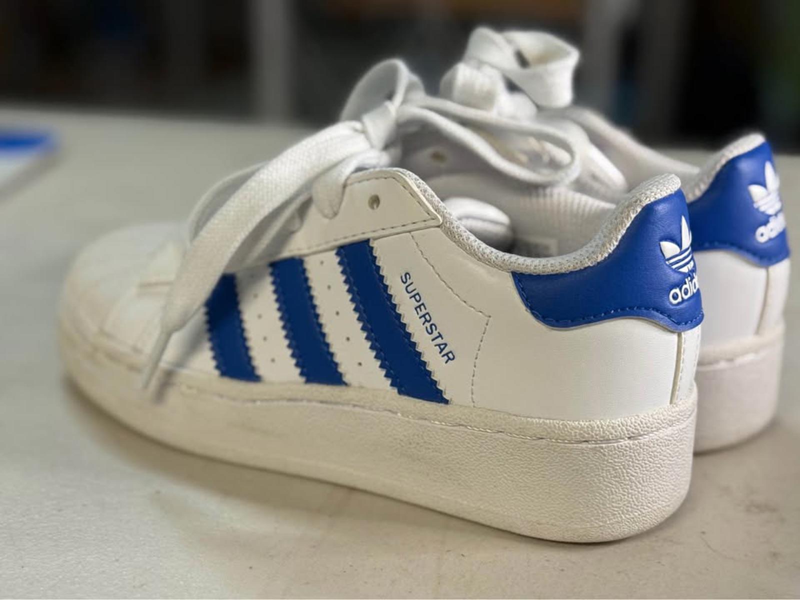 Adidas Superstar White Blue Sneakers kids size 13