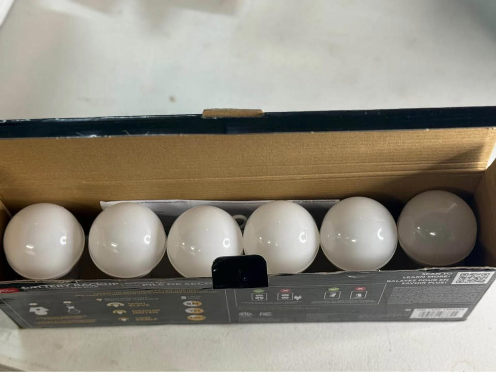 Globe Battery Backup Power Outage LED Bulbs - 6 Pack + 2 Sockets
