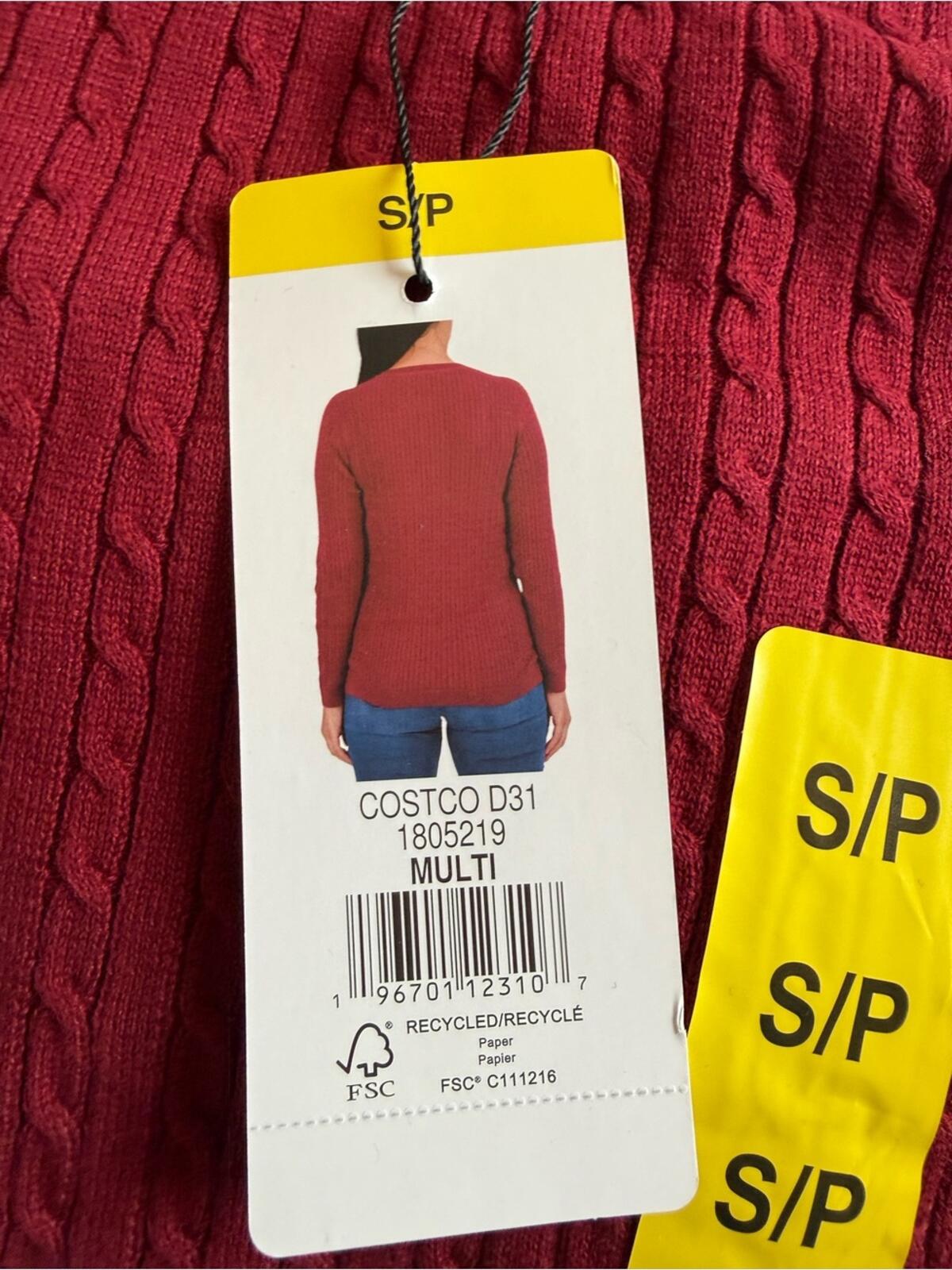 Tommy Hilfiger Men’s Burgundy Cable-Knit Crewneck Sweater