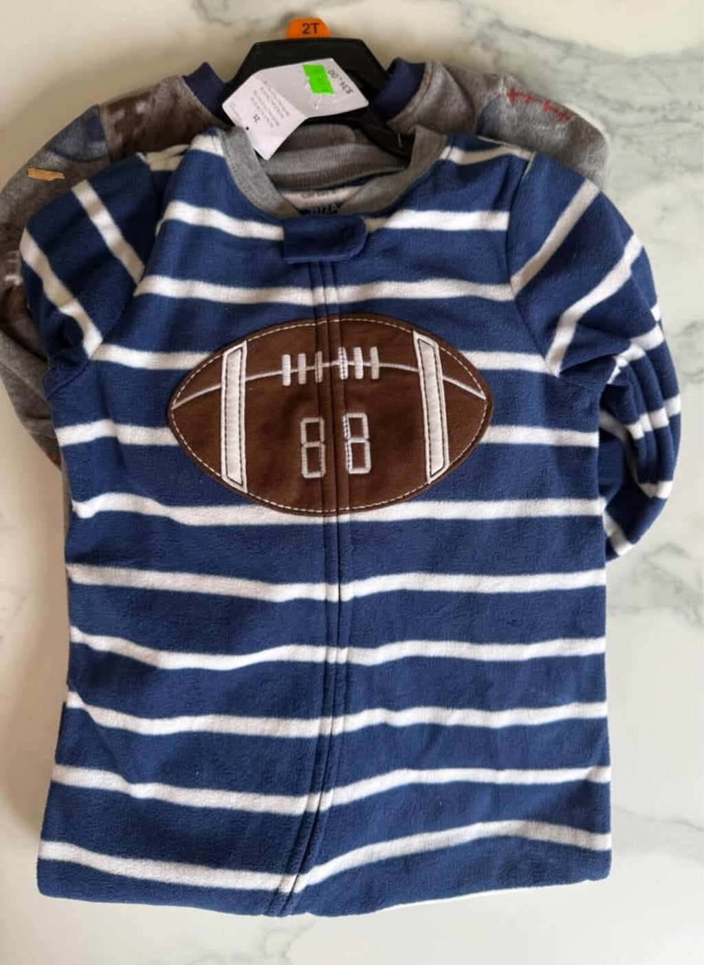 Carter's 2T Fleece Football Sports Sleep and Play Outfits