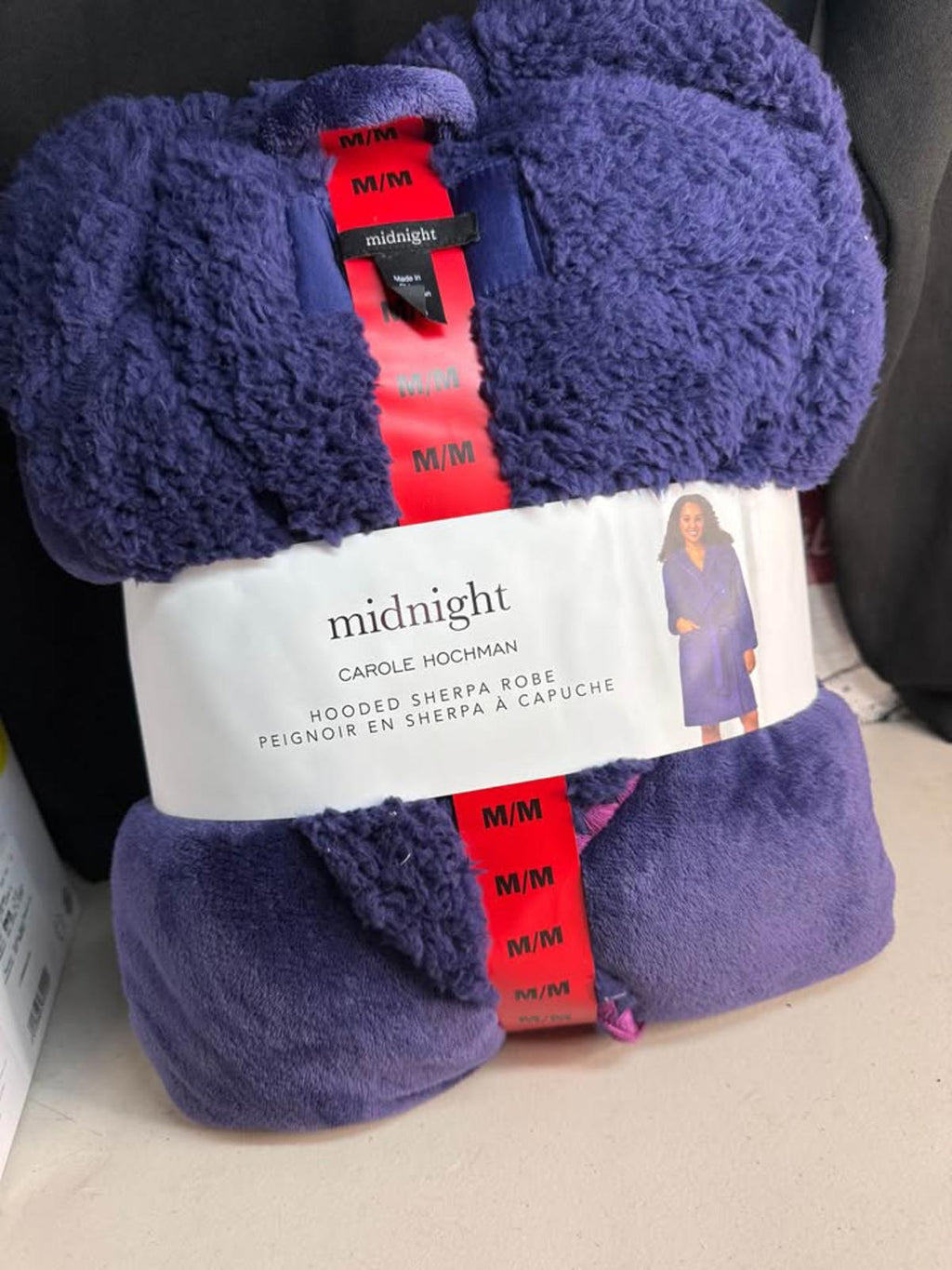Midnight Carole Hochman Purple Hooded Sherpa Robe M/M