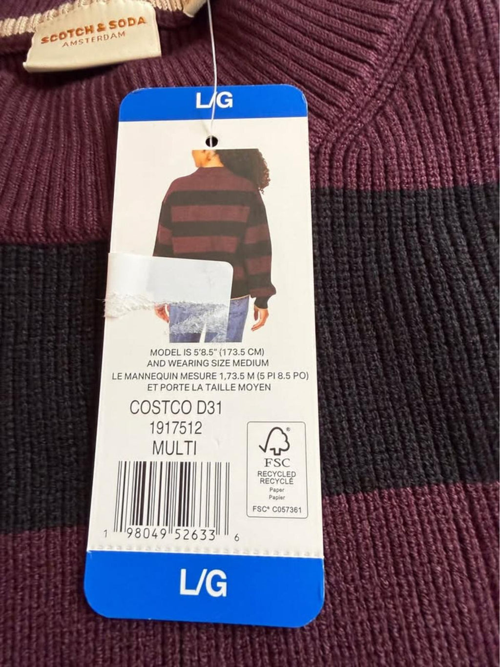 Scotch & Soda Striped Ribbed Mock Neck Sweater L/G