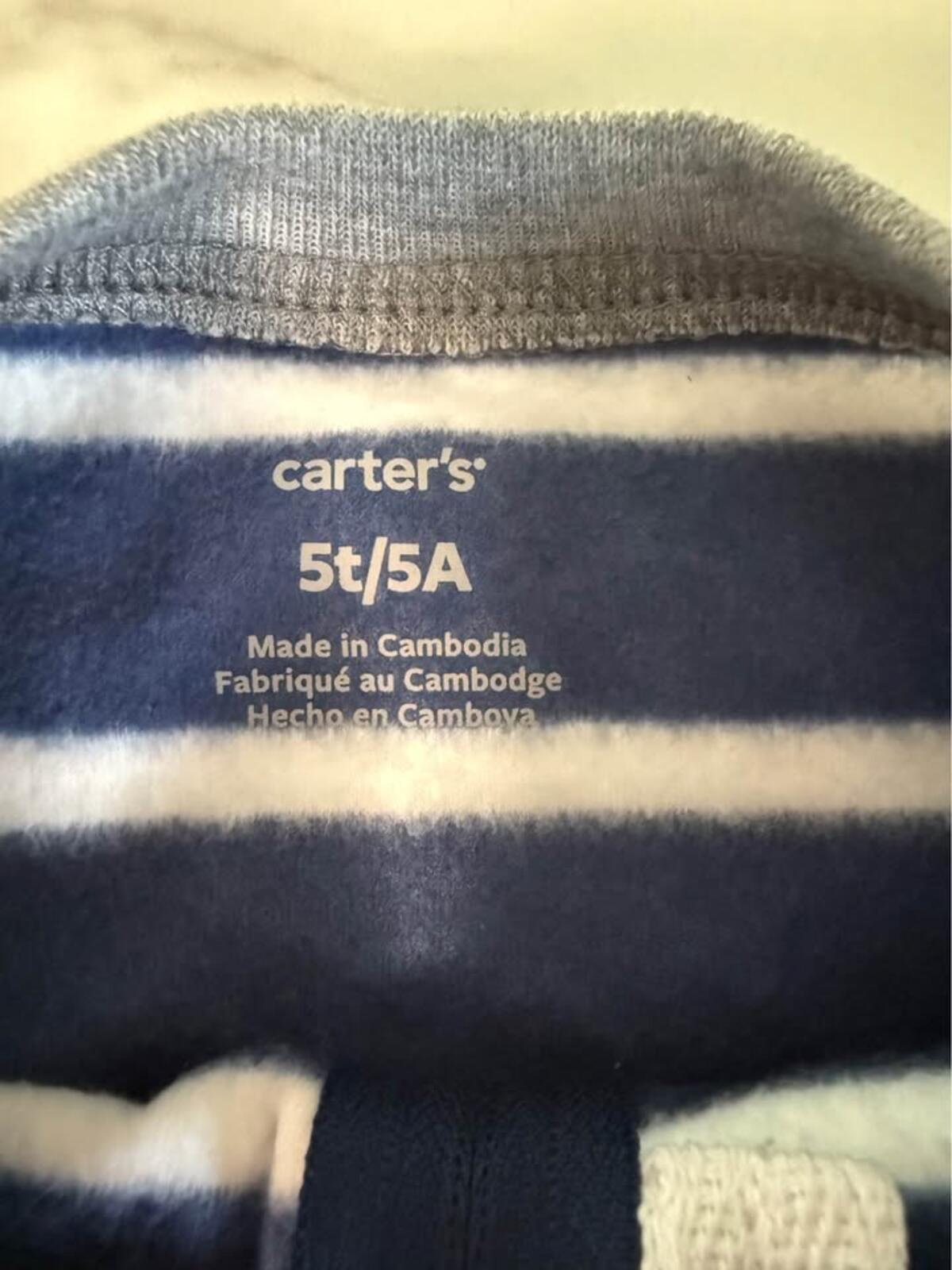 Carter's 5T Football Footed Pajama Blue Stripe